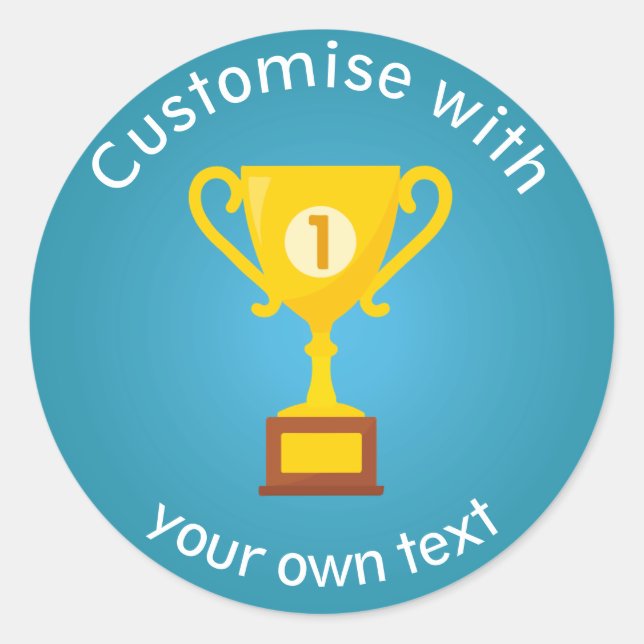 Adesivo Redondo Texto Personalizado do Troféu de Primeiro Local (Frente)