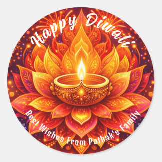 Adesivo Redondo Texto personalizado, Feliz Diwali