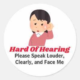 Adesivo Redondo Texto personalizado - garota com duro de ouvir