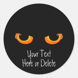 Adesivo Redondo Texto Personalizado Gato Preto Olhos de Ouro de Ga