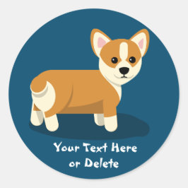 Adesivo Redondo Texto Personalizado Gelado Feliz Tan Corgi Cachorr