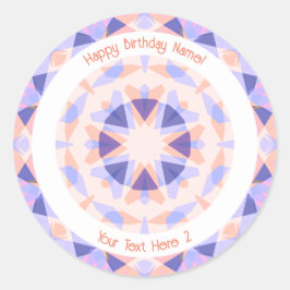 Adesivo Redondo Texto Personalizado Idade Rosa Roxo Aniversário Ma