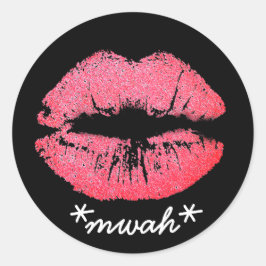Adesivo Redondo Texto Personalizado Pink Lipstick Beija Makeup Mwa