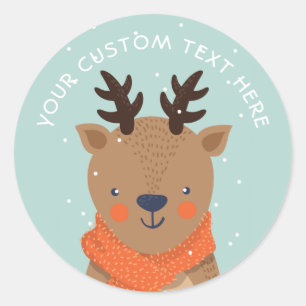 Adesivo Redondo Texto personalizado vinhetas de Winter Deer