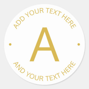 Adesivo Redondo Texto Personalizável Moderno Simples Dourado e