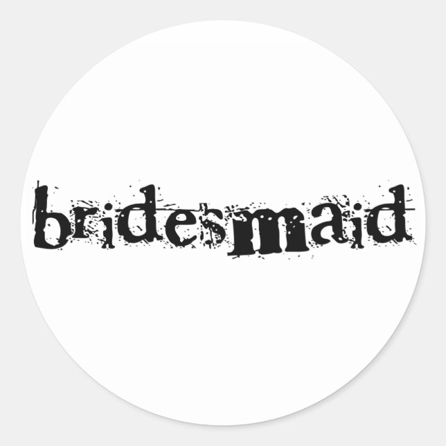 Adesivo Redondo Texto Preto de Bridesmaid (Frente)