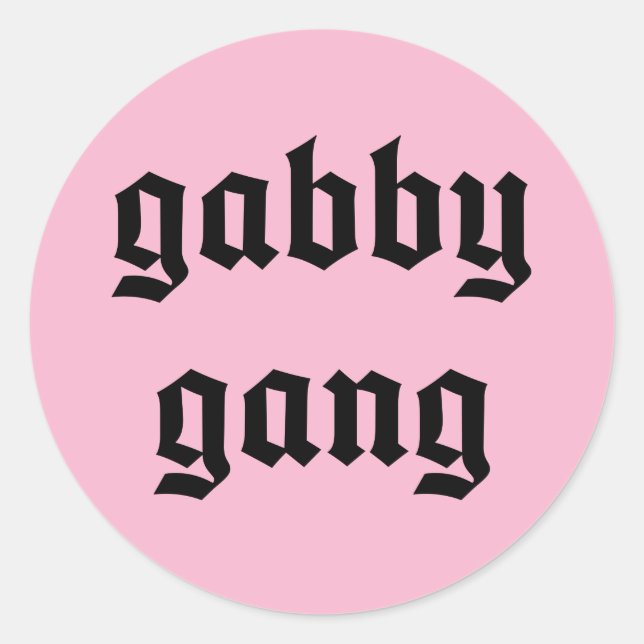 Adesivo Redondo Texto Preto Gabby Gang Stickers (Frente)