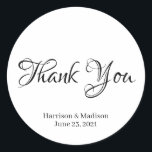 Adesivo Redondo Texto preto personalizado Palhetas de bonificação<br><div class="desc">Texto preto personalizado Os adesivos favoritos de presente de casamento. Texto preto de script elegante,  fundo branco. Obrigado!</div>