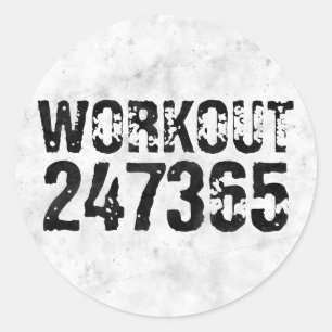 Adesivo Redondo Texto riscado vestido Workout 247365 rústico