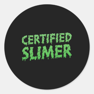 Adesivo Redondo Texto Slimer de Halloween certificado