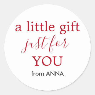 Adesivo Redondo Texto vermelho branco mínimo para presente