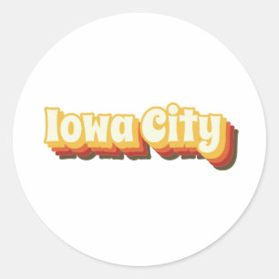 Adesivo Redondo Texto Vintage da cidade de Iowa