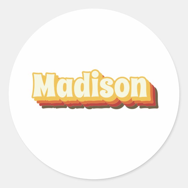 Adesivo Redondo Texto Vintage da Madison Retro (Frente)