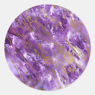 Adesivo Redondo Textura Amethyst de quartzo e de ouro