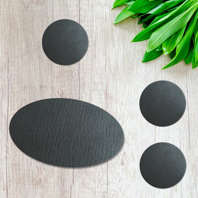 Adesivo Redondo Textura de couro preto escura (Criador carregado)