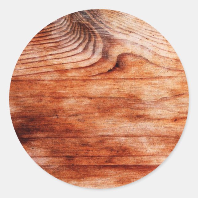 Adesivo Redondo Textura de grão de madeira (Frente)