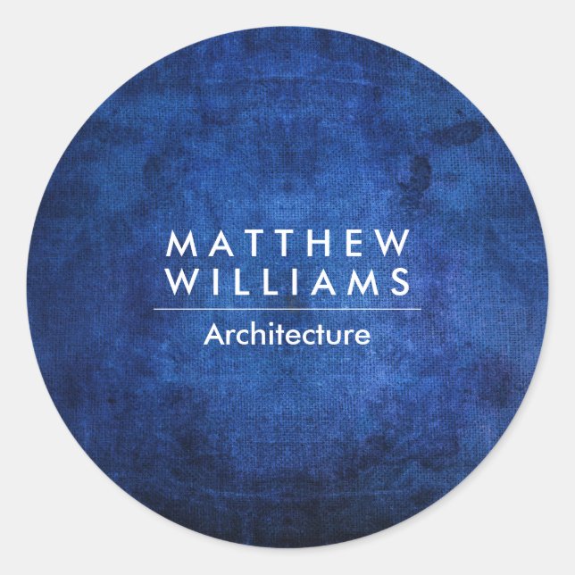 Adesivo Redondo Textura de Grunge Azul (Frente)