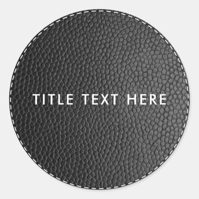 Adesivo Redondo Textura e legenda de couro preto (Frente)