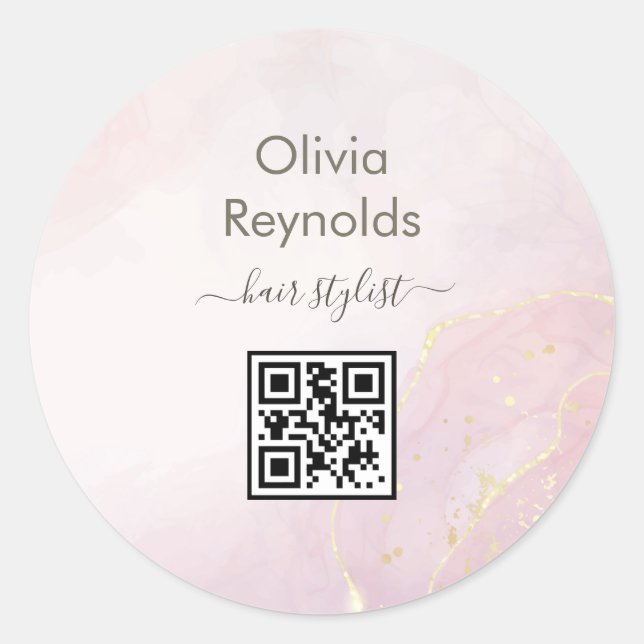 Adesivo Redondo Textura Mínima Moderna de Mármore rosa Dourada (Frente)