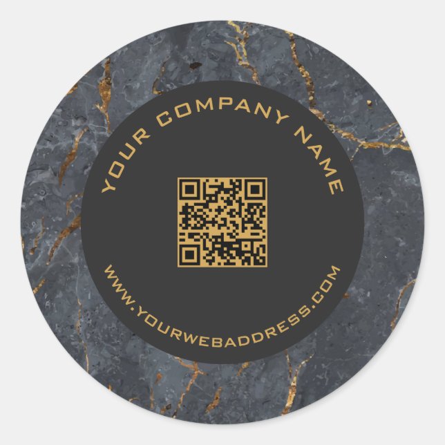 Adesivo Redondo Textura negra e dourada de luxo (Frente)