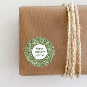 Adesivo Redondo Textura Verde Escura Com Texto Personalizado