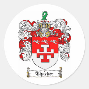Adesivo Redondo Thacker Family Crest - Thacker Casaco de Braços