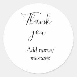 Adesivo Redondo Thank you add name message simple stylish calligra