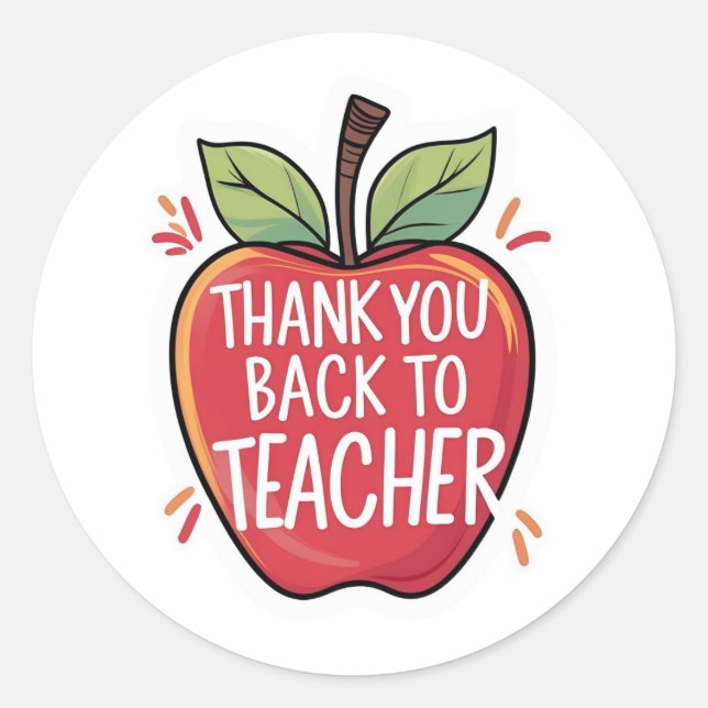 Adesivo Redondo Thank You Back to School Teacher Apple  (Frente)