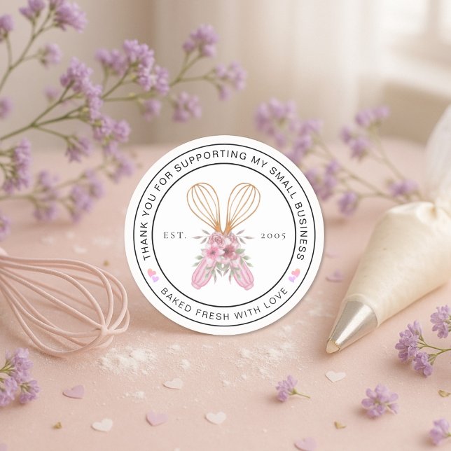 Adesivo Redondo Thank You Bakery Product Business Labels (Criador carregado)