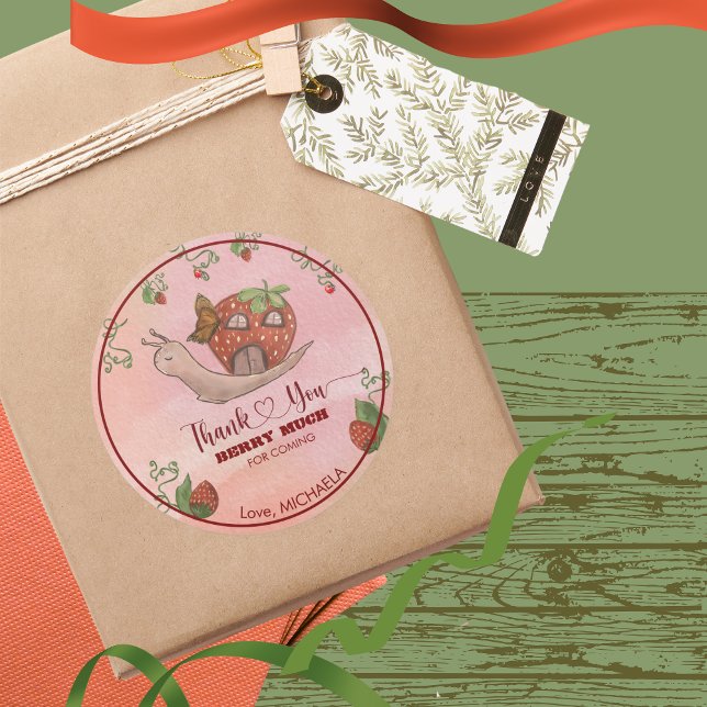 Adesivo Redondo Thank You Berry Much 1st Birthday  (Thank You Berry Much 1st Birthday Classic Round Sticker)