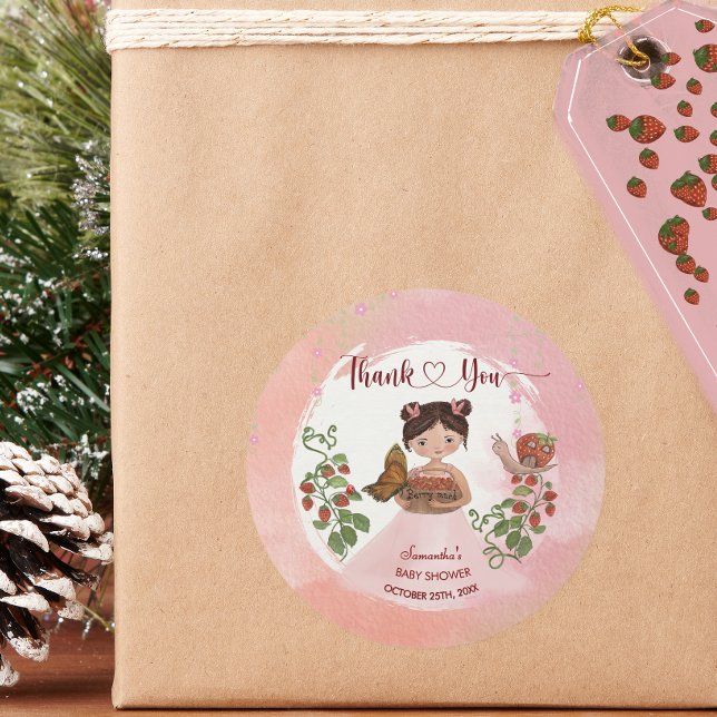 Adesivo Redondo Thank You Berry Much Baby Shower Round Sticker (Thank You Berry Much Baby Shower Round Sticker)