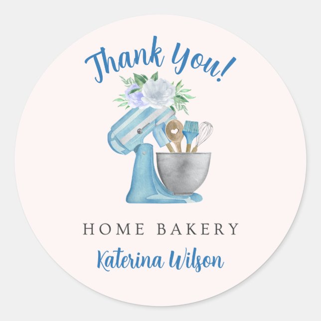Adesivo Redondo Thank You Blue Flower Mixer (Frente)