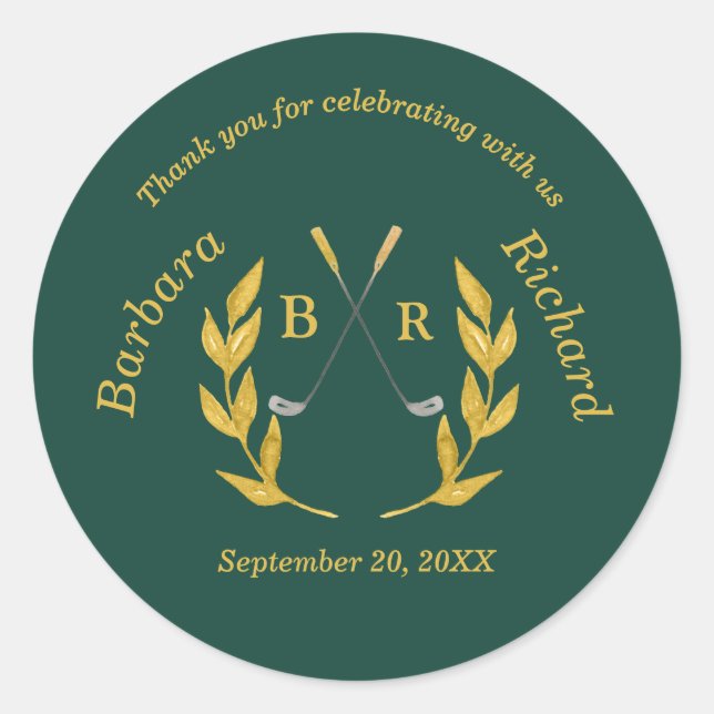 Adesivo Redondo *Thank You Elegant Custom Golf Theme Wedding (Frente)