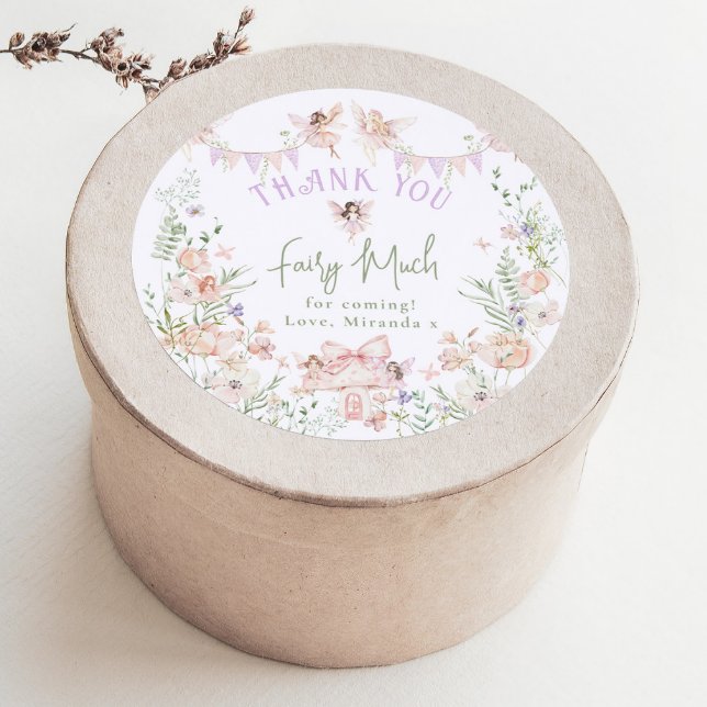 Adesivo Redondo Thank you Fairy Much Fairy 1st Birthday Whimsical (Criador carregado)