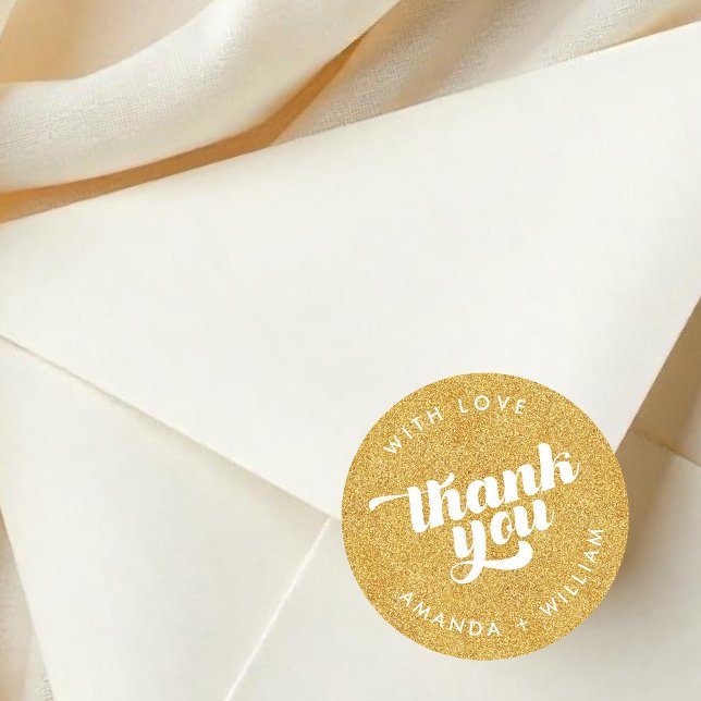 Adesivo Redondo Thank You faux glitter Round Sticker (Criador carregado)