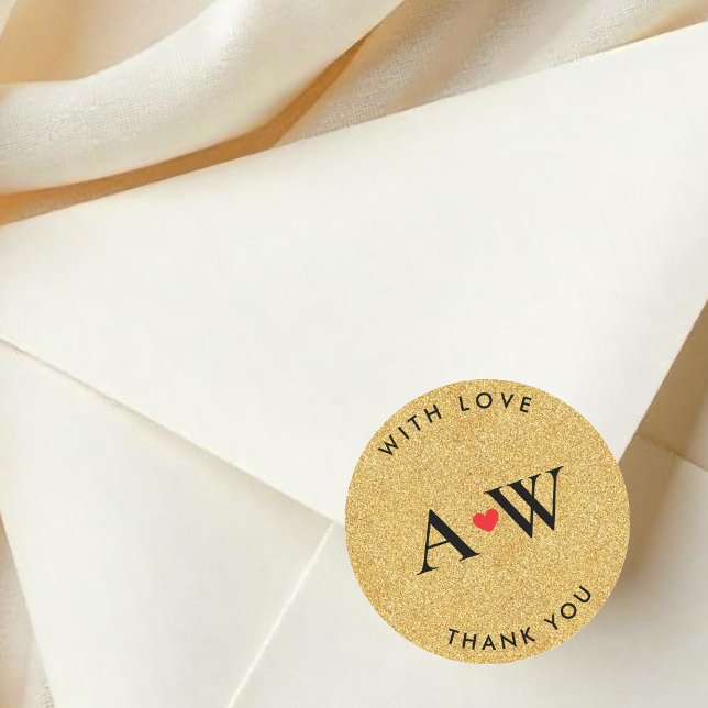 Adesivo Redondo Thank You faux glitter Round Sticker (Criador carregado)