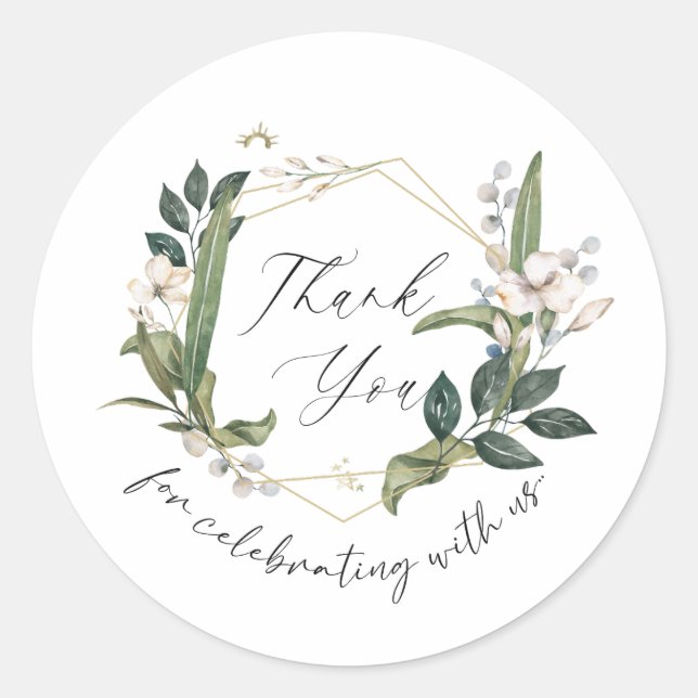 Adesivo Redondo Thank You Favor Sticker, Wedding sticker (Frente)