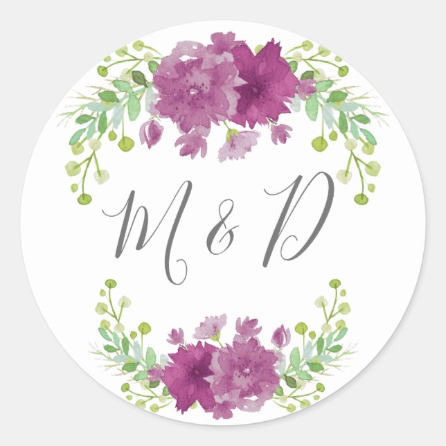ADESIVO REDONDO THANK YOU FLORAL VIOLET ROUND STICKER (Frente)