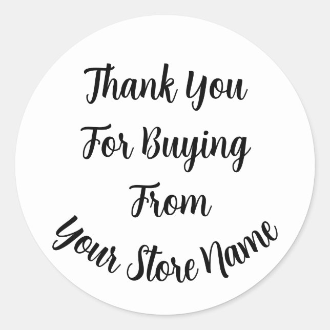 Adesivo Redondo Thank You For Buying Custom Business Short Name (Frente)