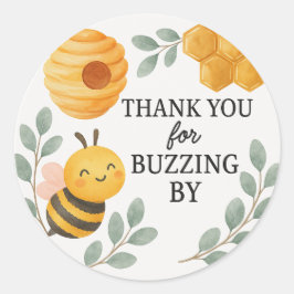 Adesivo Redondo Thank You for Buzzing By Bee Label