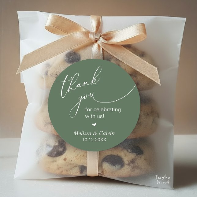 Adesivo Redondo Thank you for celebrating with us Wedding Sticker (Thank you for celebrating with us Wedding Sticker in Sage Green)