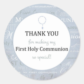 Adesivo Redondo Thank you for coming Boy First Holy communion tag