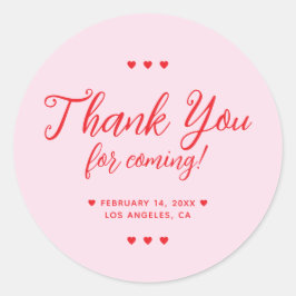 Adesivo Redondo Thank You for Coming Galentine's Party Pink