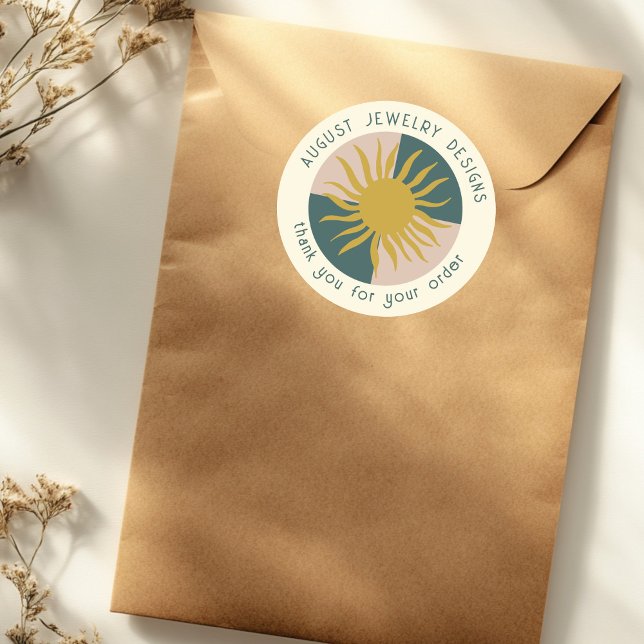 Adesivo Redondo THANK YOU FOR ORDERING Sun Modern Cute CUSTOM (THANK YOU FOR ORDERING Sun Modern Cute CUSTOM Classic Round Sticker
)