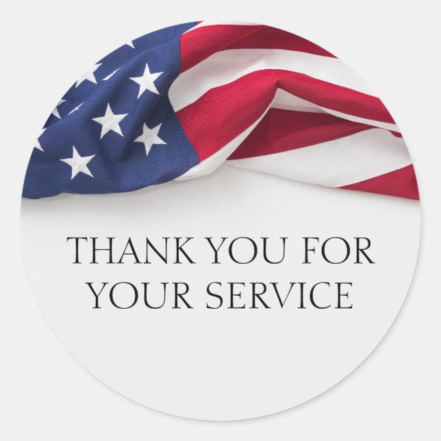 Adesivo Redondo Thank You For Service American Flag Patriotic (Frente)
