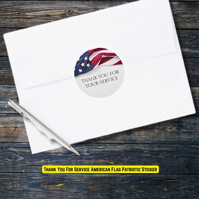 Adesivo Redondo Thank You For Service American Flag Patriotic (Thank You For Service American Flag Patriotic Classic Round Sticker
)