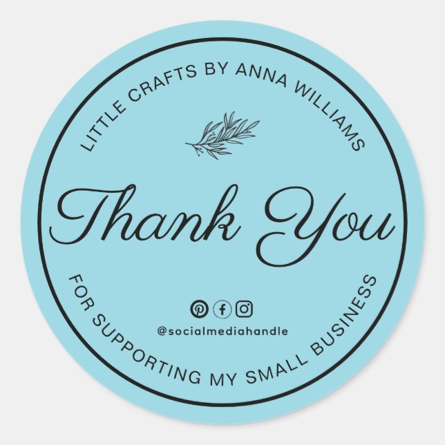 Adesivo Redondo Thank You For Supporting My Small Business (Frente)