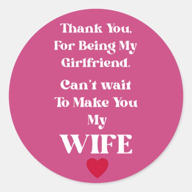 Adesivo Redondo Thank You Girlfriend/Wife Valentine's Occassion (Frente)