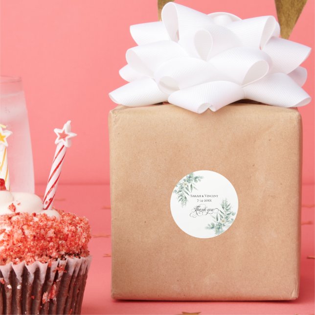 Adesivo Redondo Thank you Green Foliage Stickers (Festa)