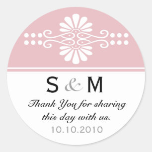 Adesivo Redondo Thank You Monogram Wedding Favor Labels